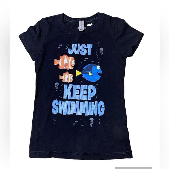 Girls Disney Finding Nemo Dory Just Keep Swimming Tshirt - Picture 1 of 6